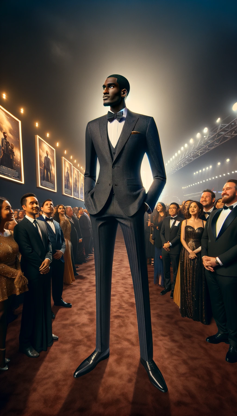Jonathan Majors standing tall at a film premiere, showcasing his impressive height alongside fellow celebrities